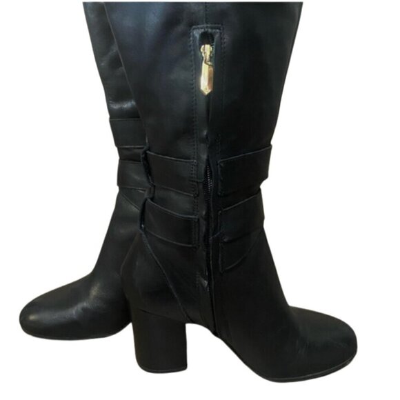Sam Edelman Fairbanks EUC tall black leather boots with gold buckle details 7.5 - Picture 3 of 9